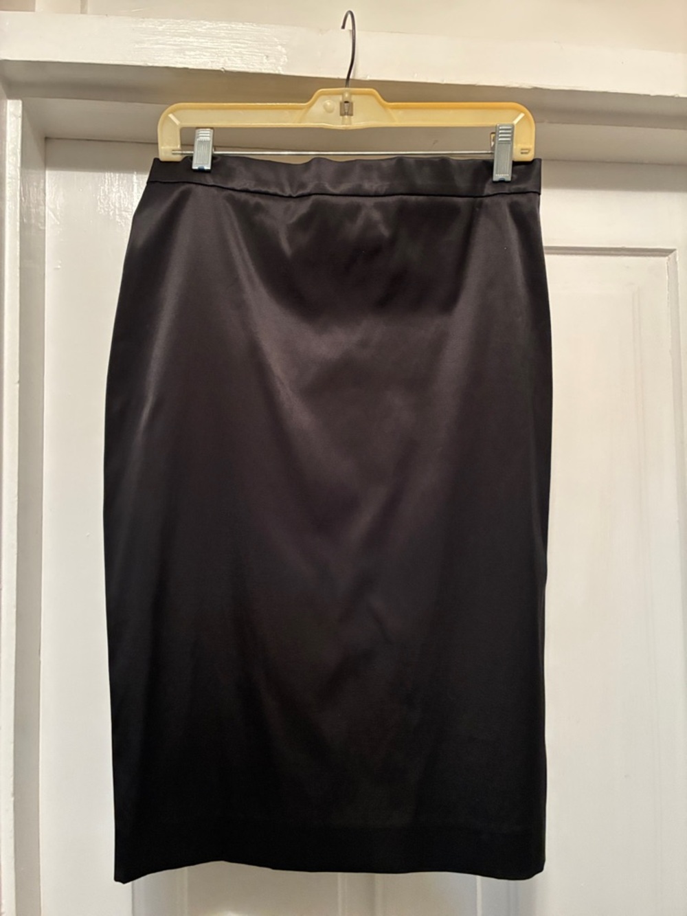 Cache Black Satin Pencil Skirt - Classic Sheen